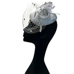 Cappello cerchietto da cerimonia grigio perla