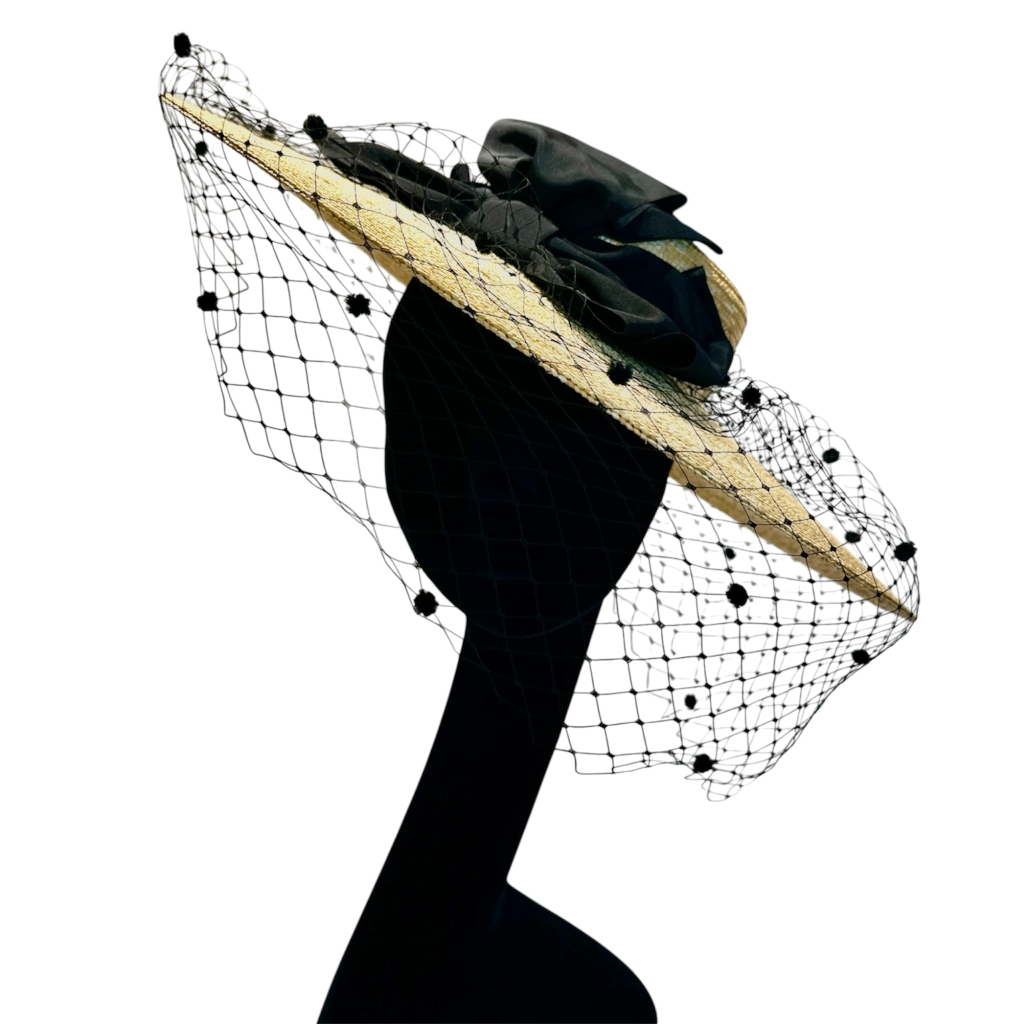 Cappello cerchietto da cerimonia in paglia