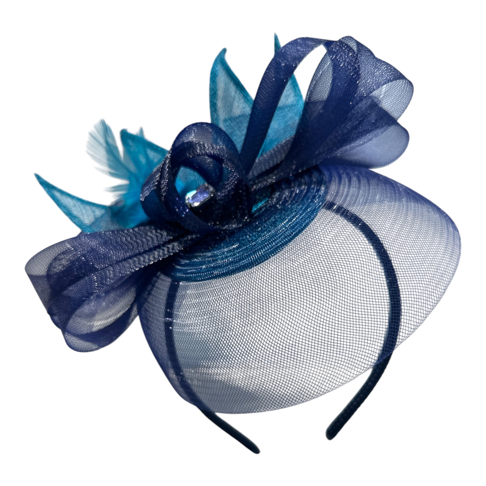Cappello da cerimonia blu e verde petrolio
