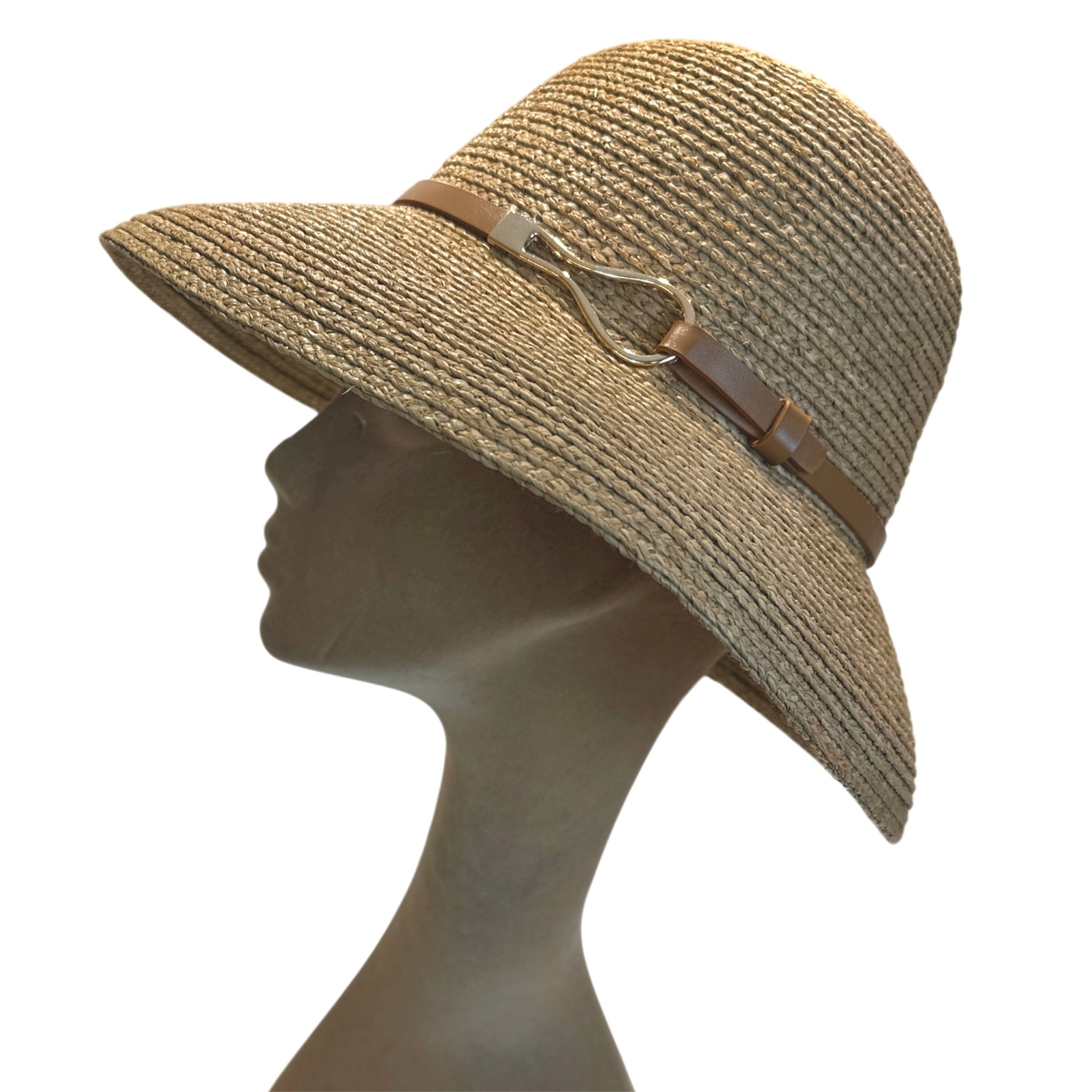 Cappello in paglia naturale con cinturino