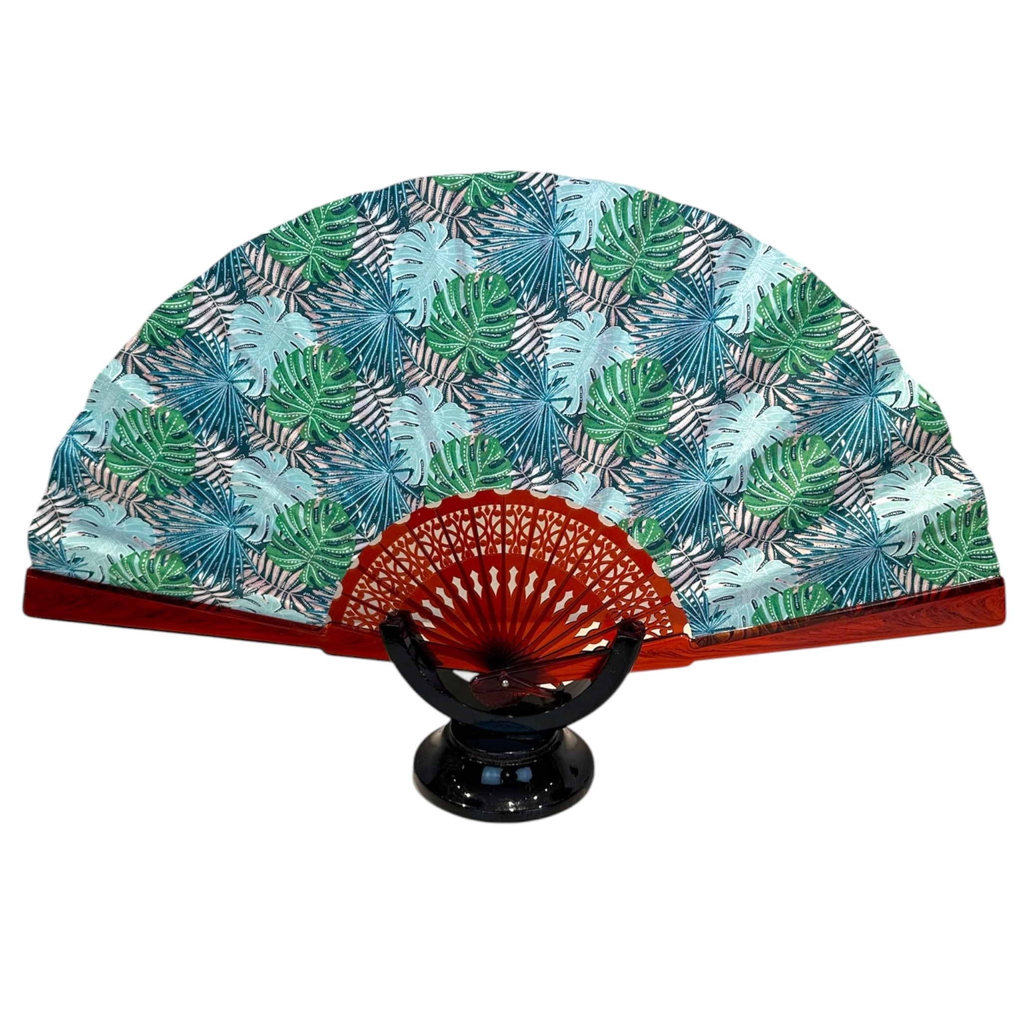 Cotton fan with exotic leaf pattern
