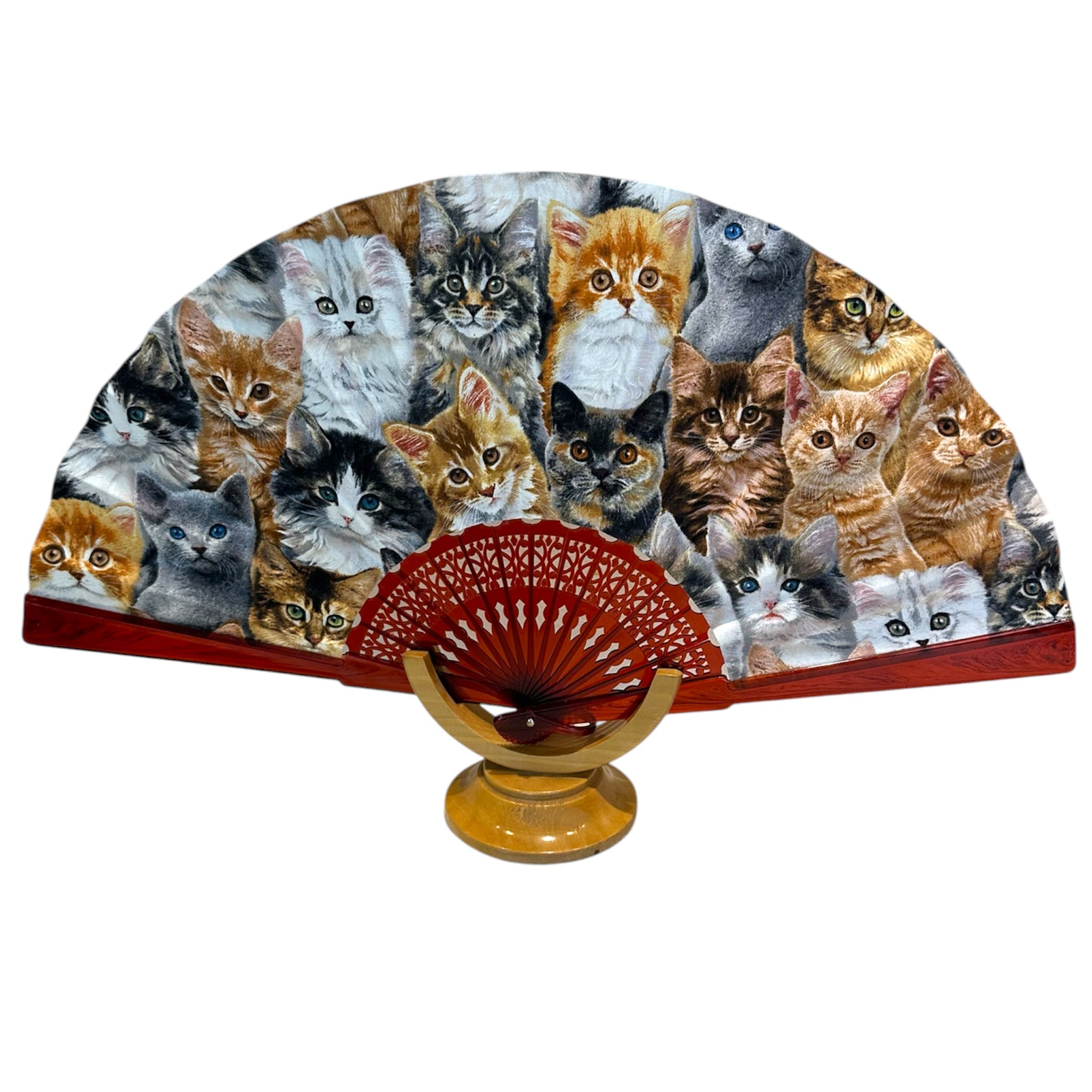 Ventaglio in cotone con fantasia gatti