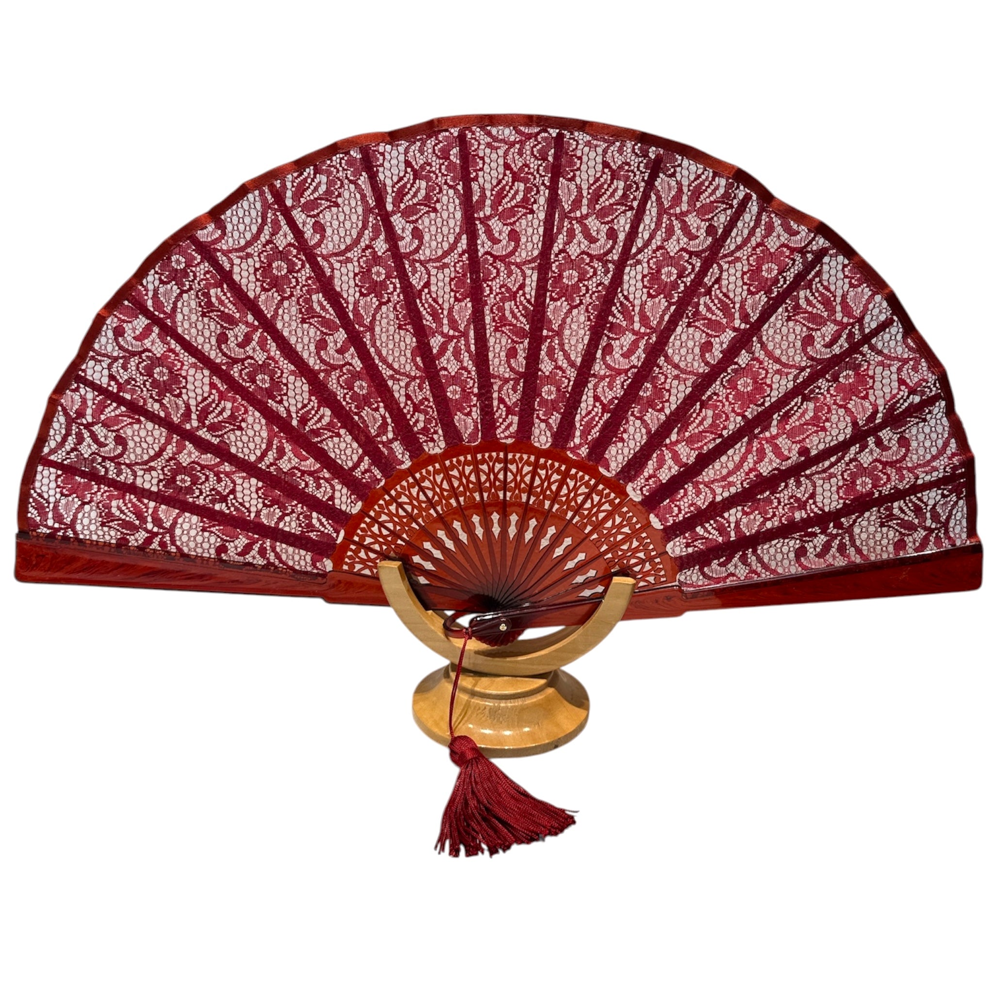 Ventaglio in pizzo bordeaux