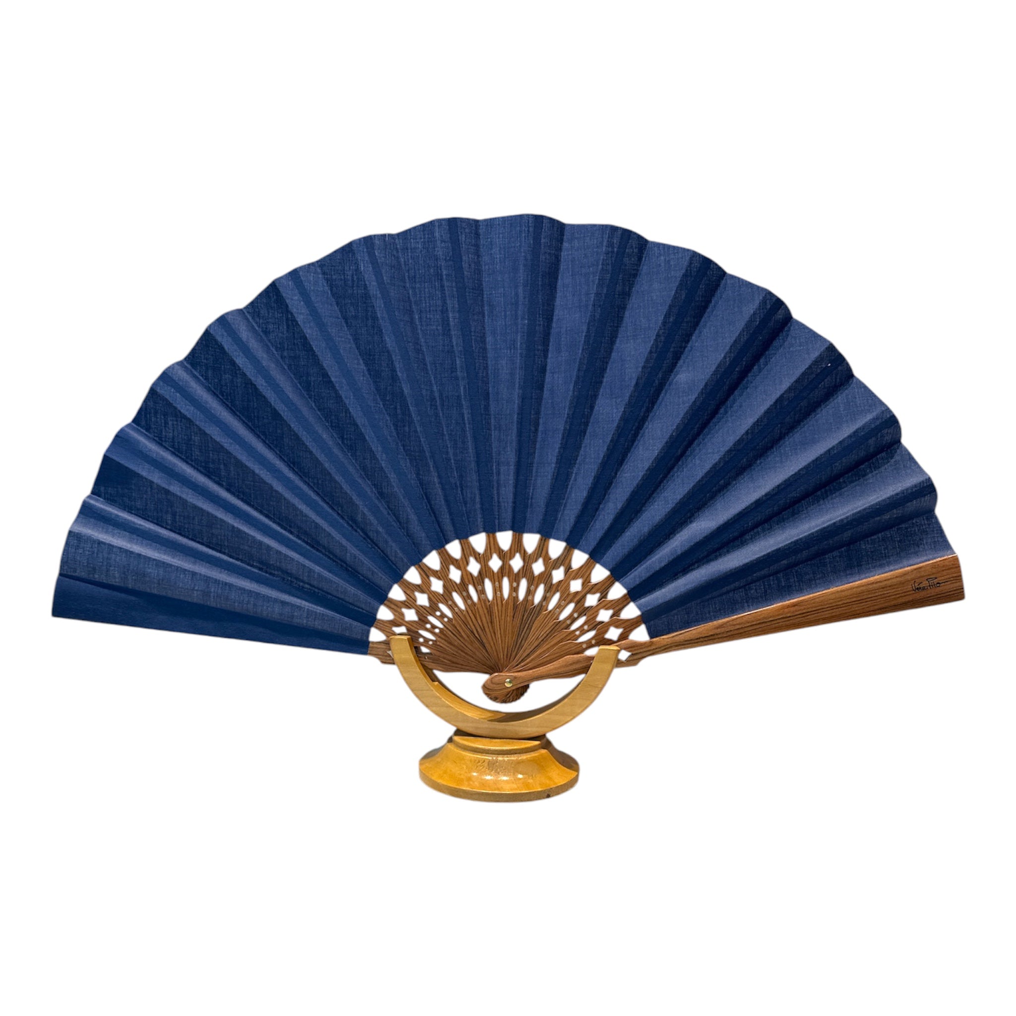 Ventaglio grande blu e legno
