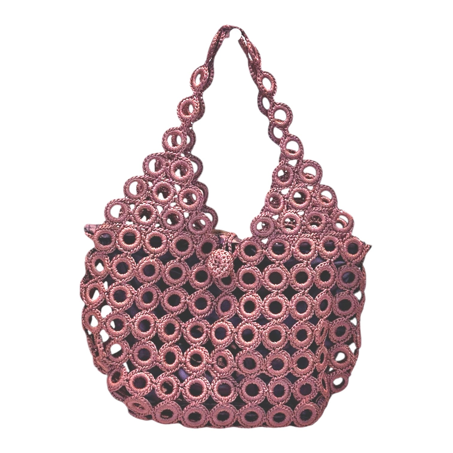 Borsa a uncinetto a spalla color malva