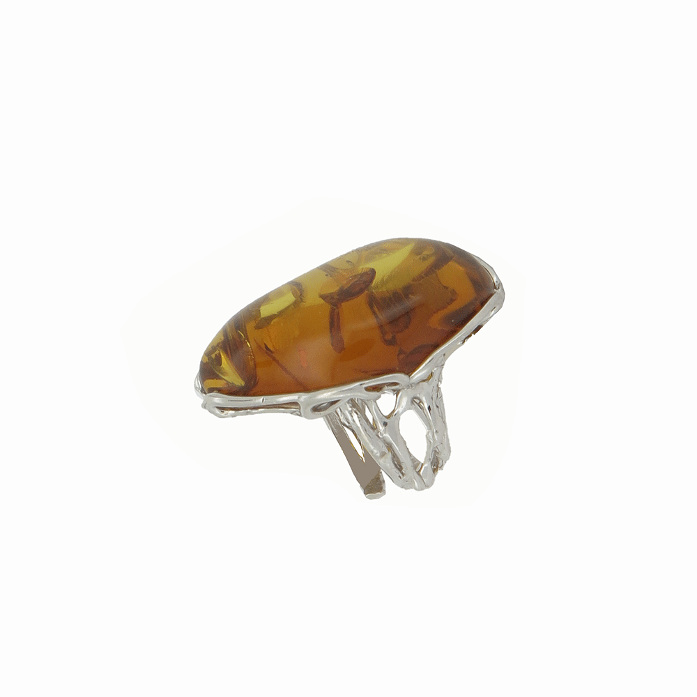 Anello in ambra e argento