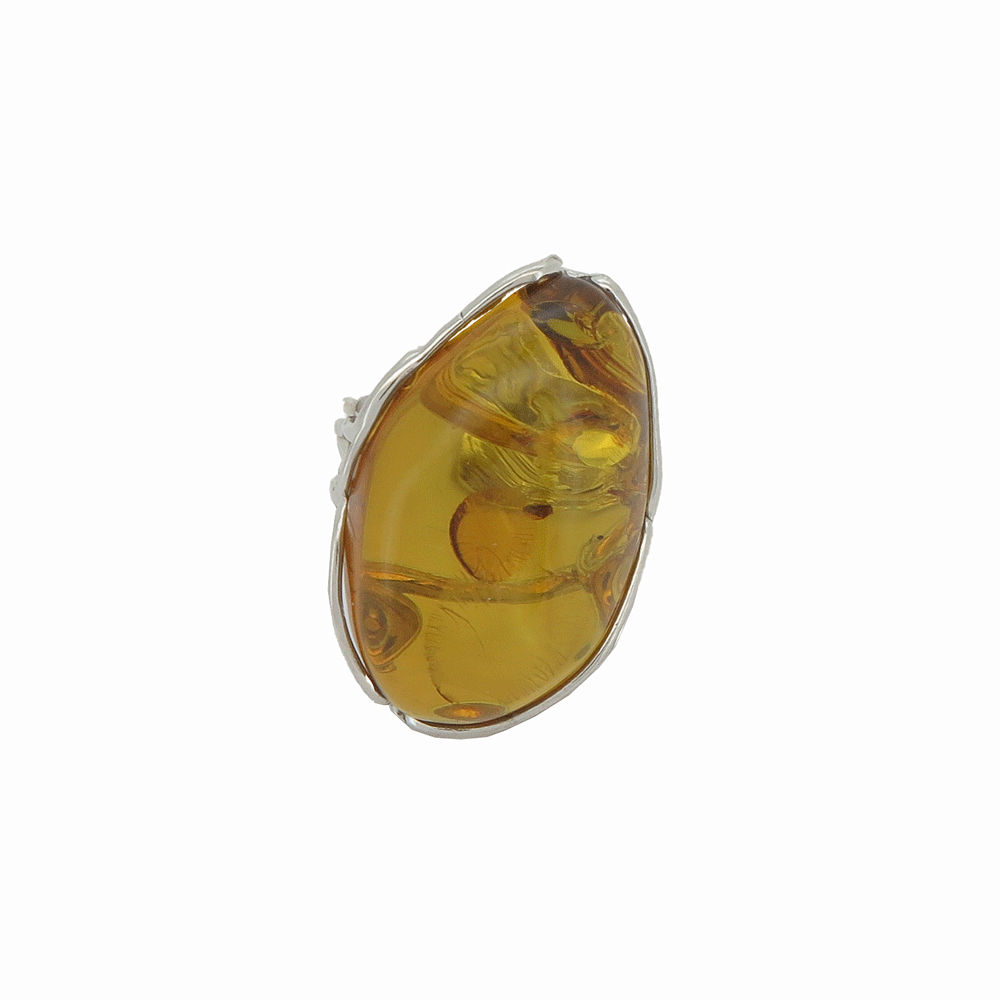 Anello in ambra e argento