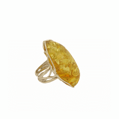 Anello in ambra chiara e argento
