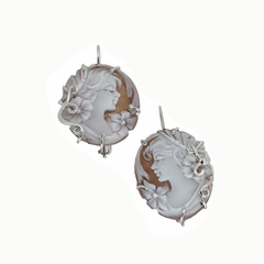 Orecchini cammeo in argento con volto