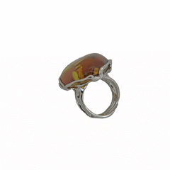 Anello in ambra e argento