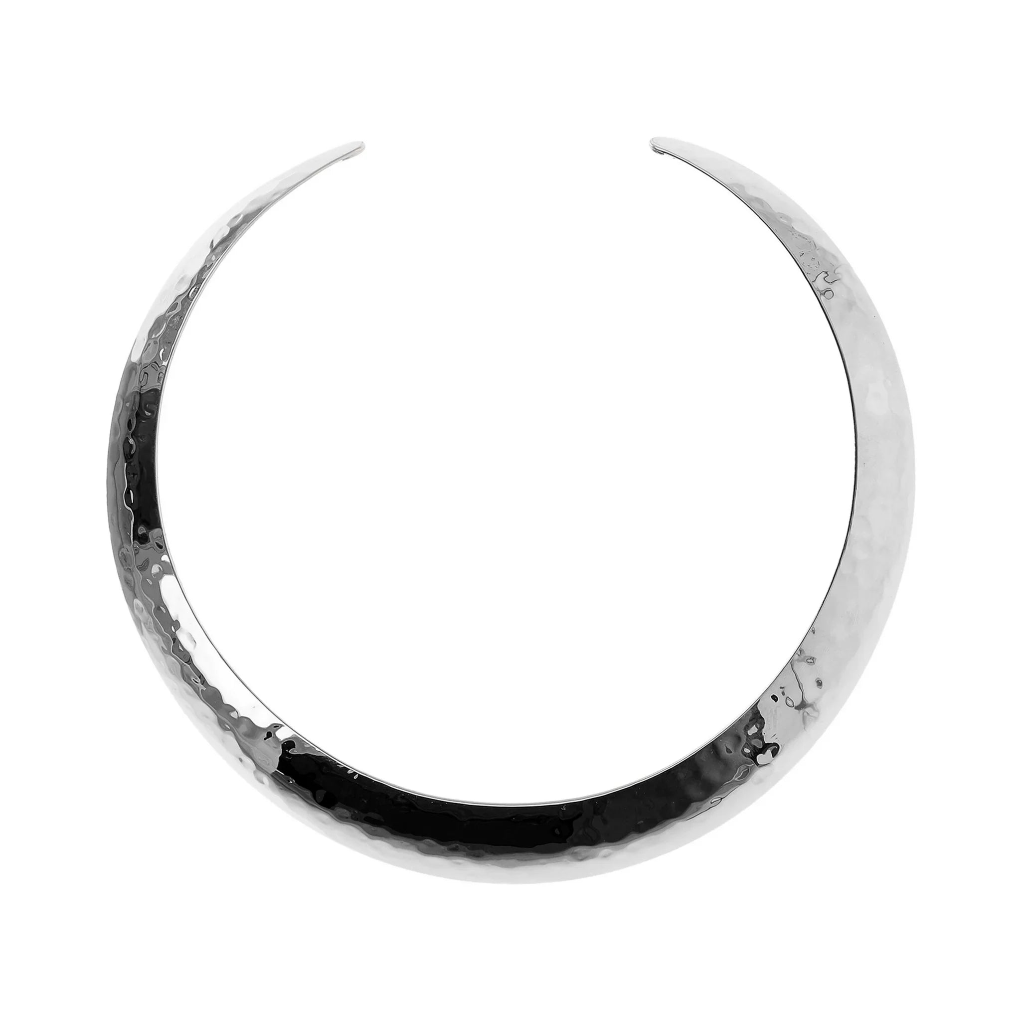 Collana choker rodiata martellata