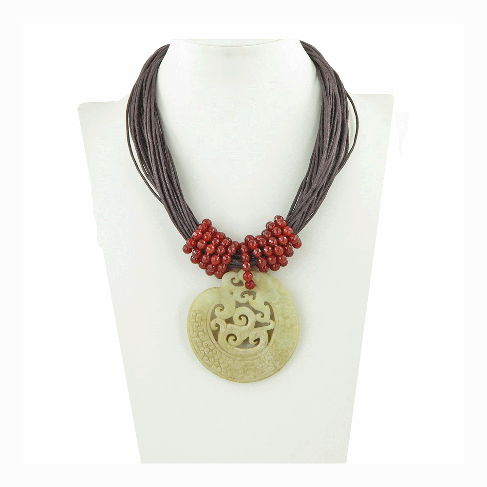 Necklace with pendant and multi-strand cord