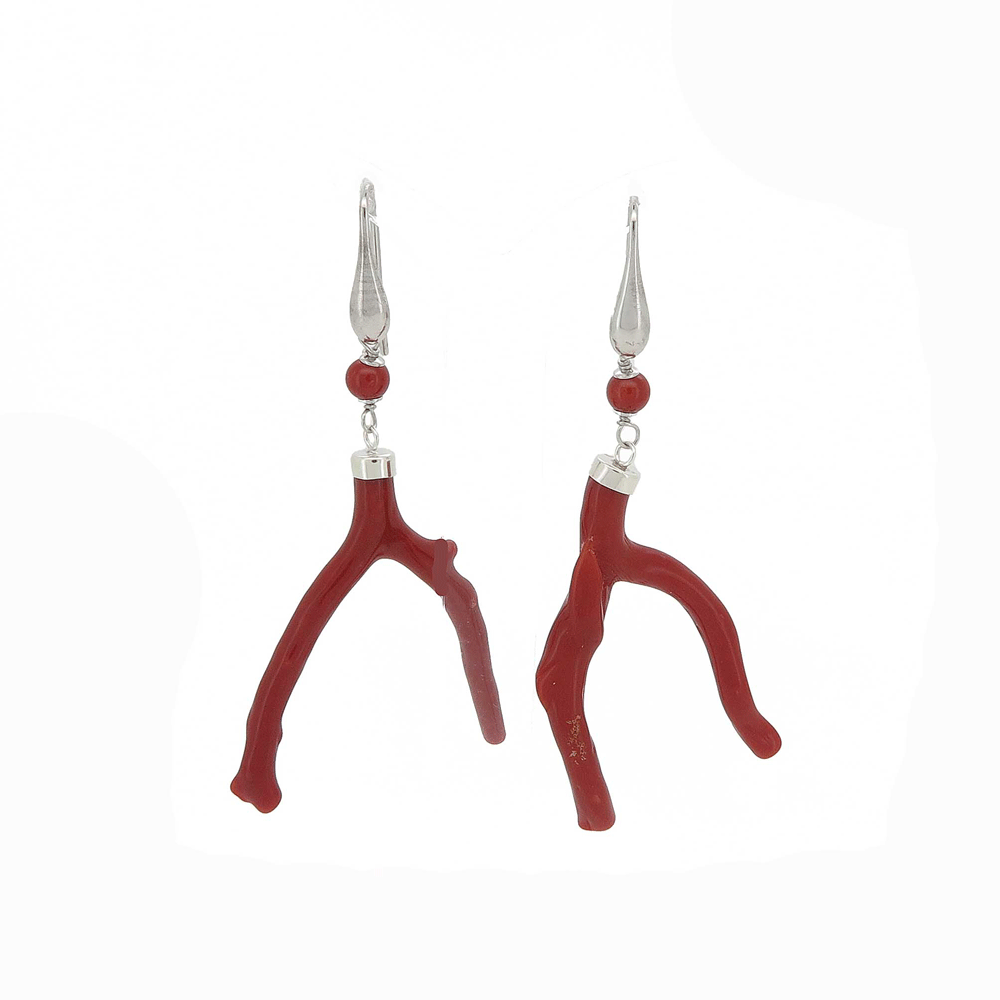 Orecchini in corallo rosso a rametto