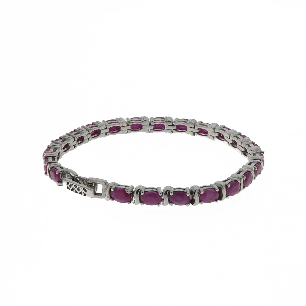 Bracciale tennis in argento con rubini