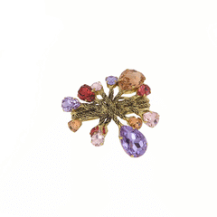 Bracciale rigido in ottone con cristalli multicolor