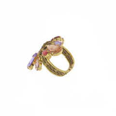 Bracciale rigido in ottone con cristalli multicolor