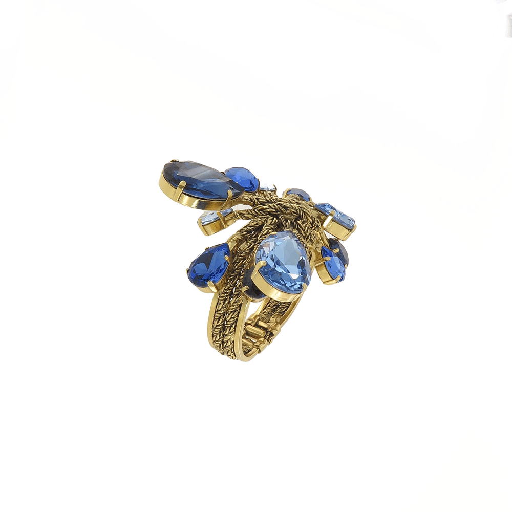 Bracciale rigido in ottone con cristalli