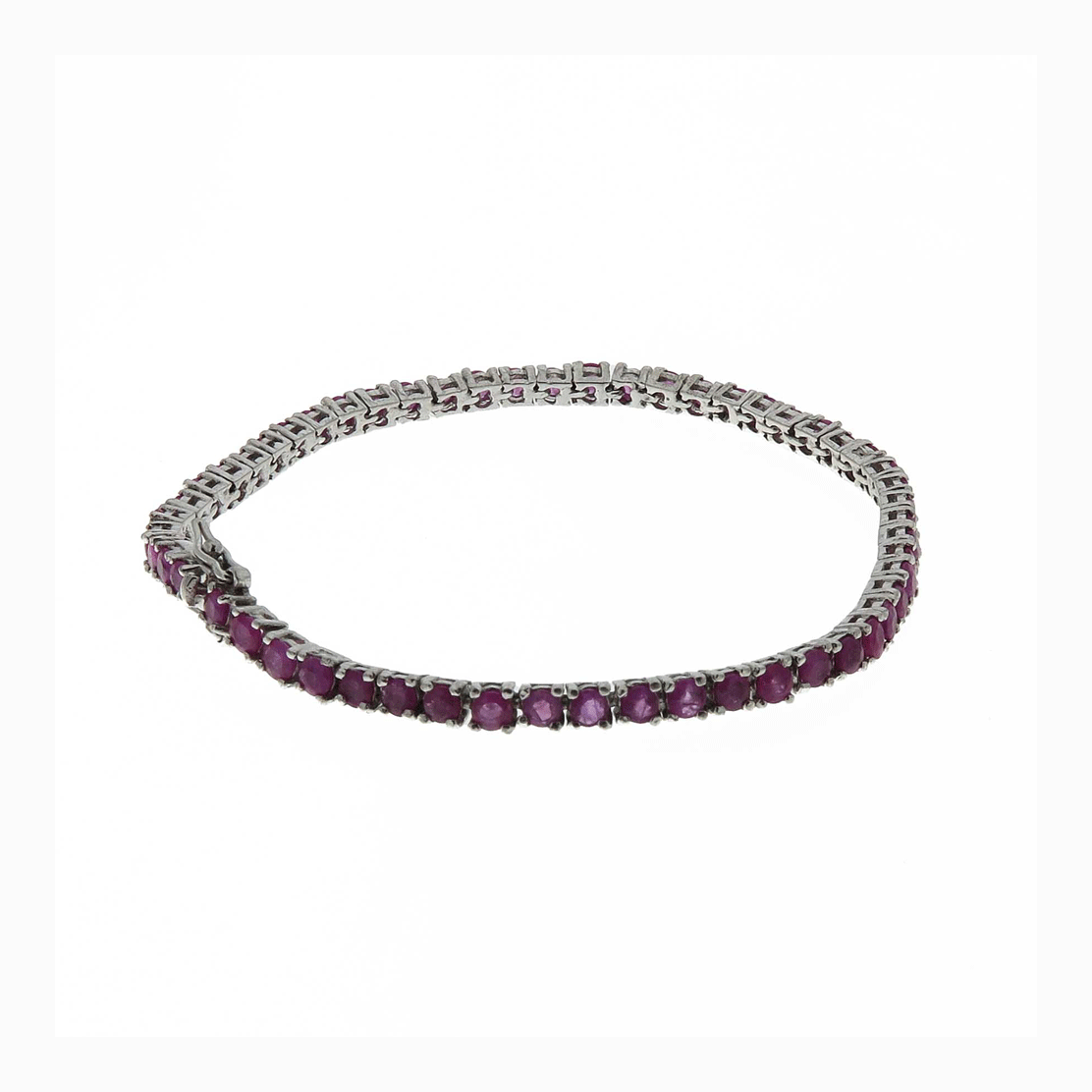 Bracciale tennis in argento con rubini