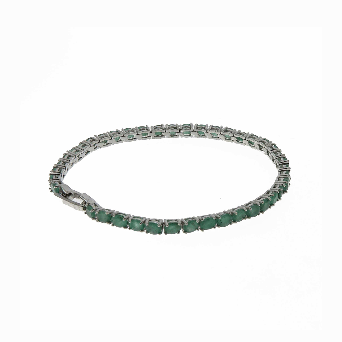 Bracciale tennis in argento con smeraldi