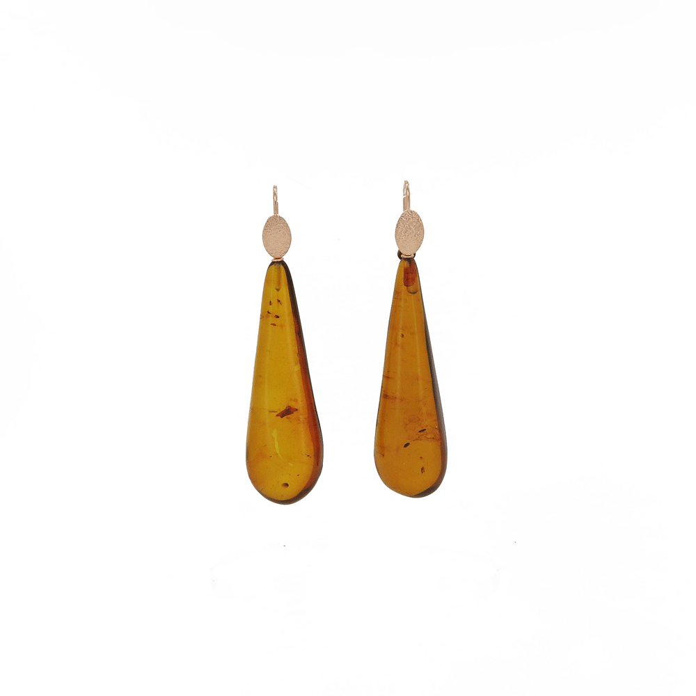 Orecchini pendenti in ambra e argento