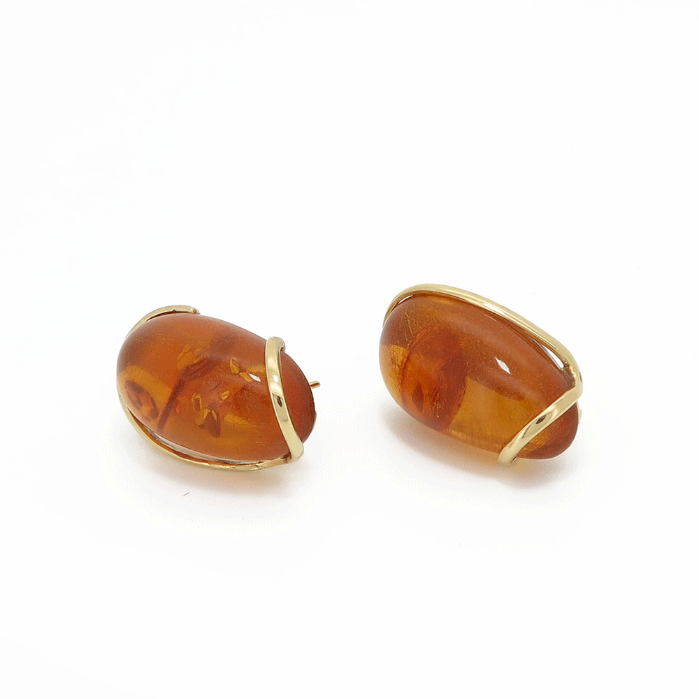 18K Gold and Amber Stud Earrings