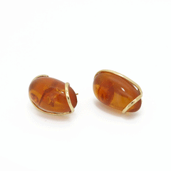 18K Gold and Amber Stud Earrings