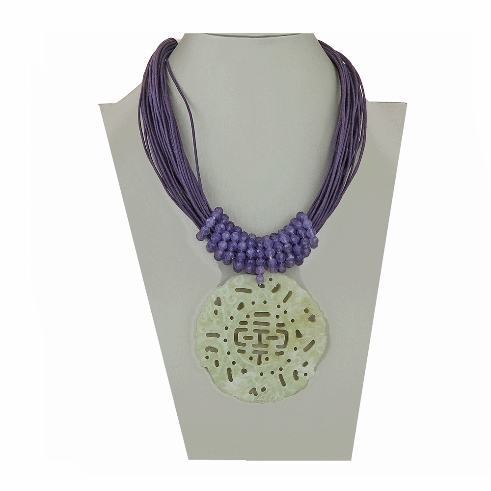 Collana con ciondolo e cordone viola multifili