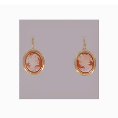 Orecchini cammeo in oro con volto