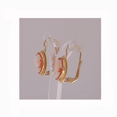 Orecchini cammeo in oro con volto