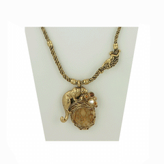 Collana lunga con pantera e scimmietta