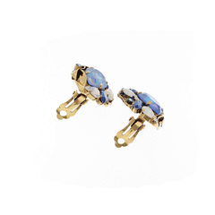 Clip on stud earrings with blue crystals