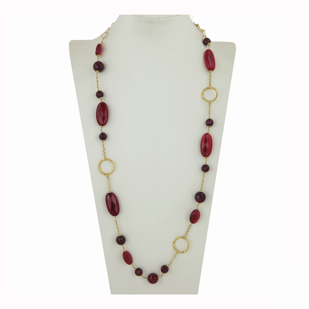 Collana lunga con agata bordeaux