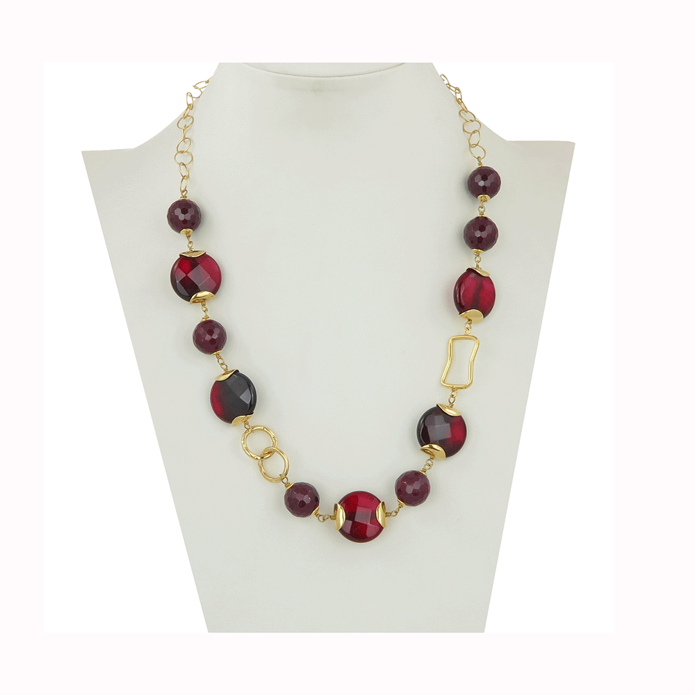 Collana con agata bordeaux