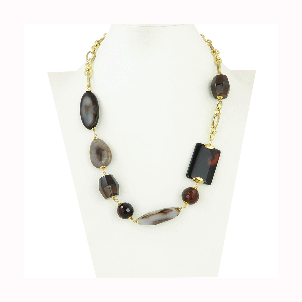 Brown and Black Streaked Agate Necklace