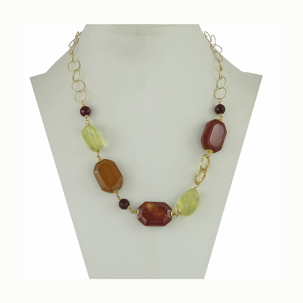 Collana con agata e quarzo verde