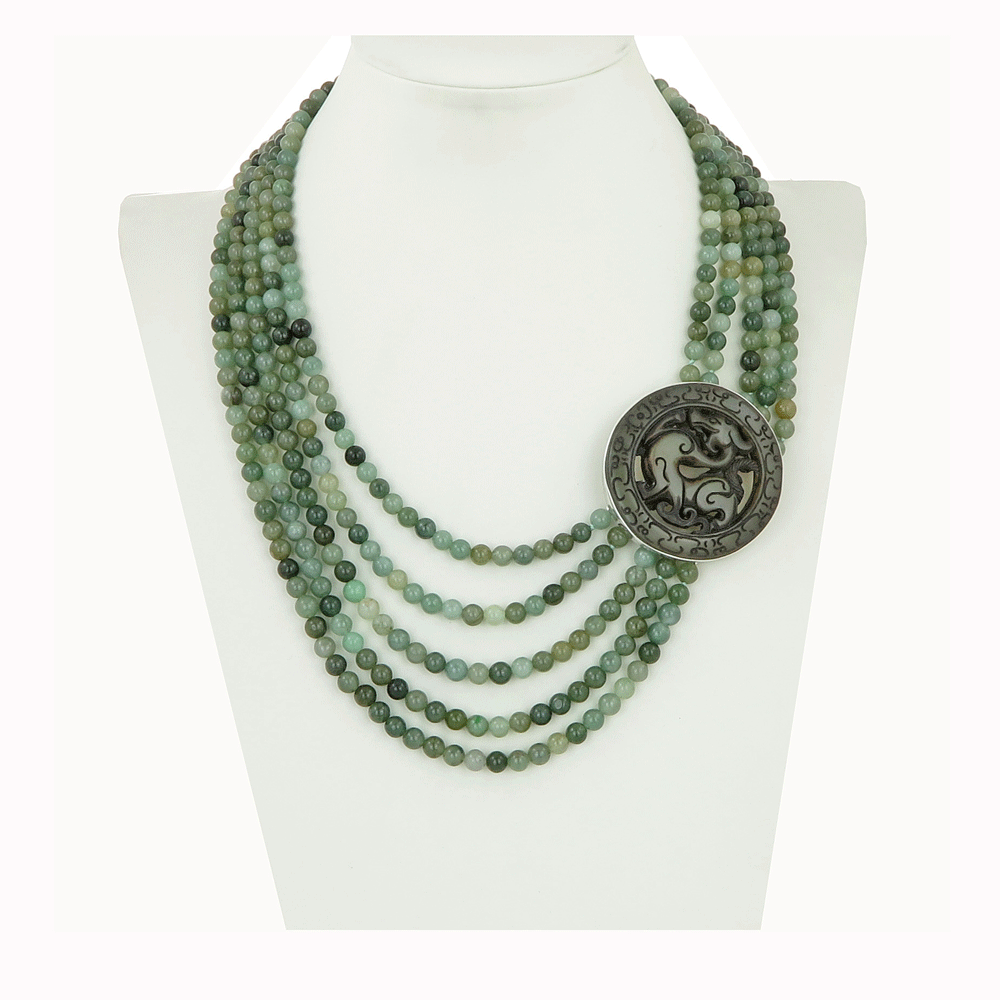 Multi-strand jade necklace