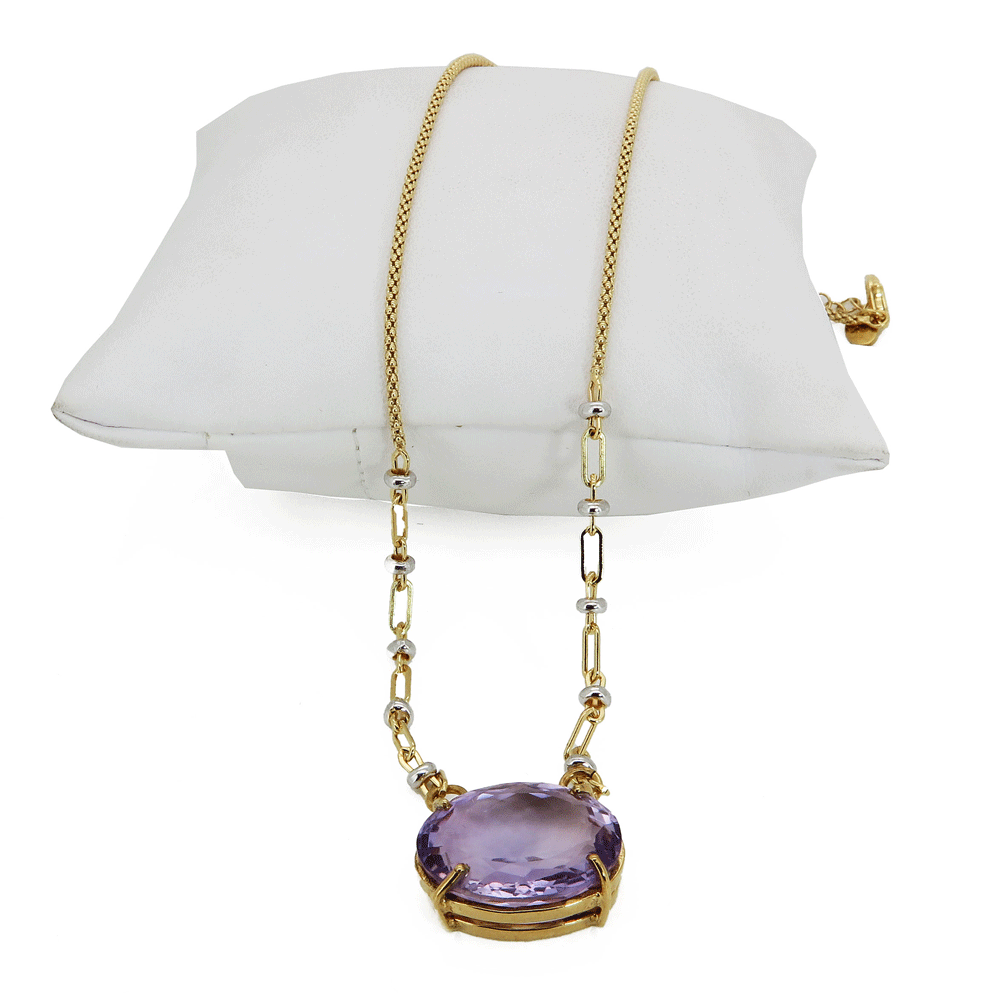 Collana in ametista e argento placcato oro
