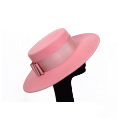 Cappello da donna rosa a tesa larga