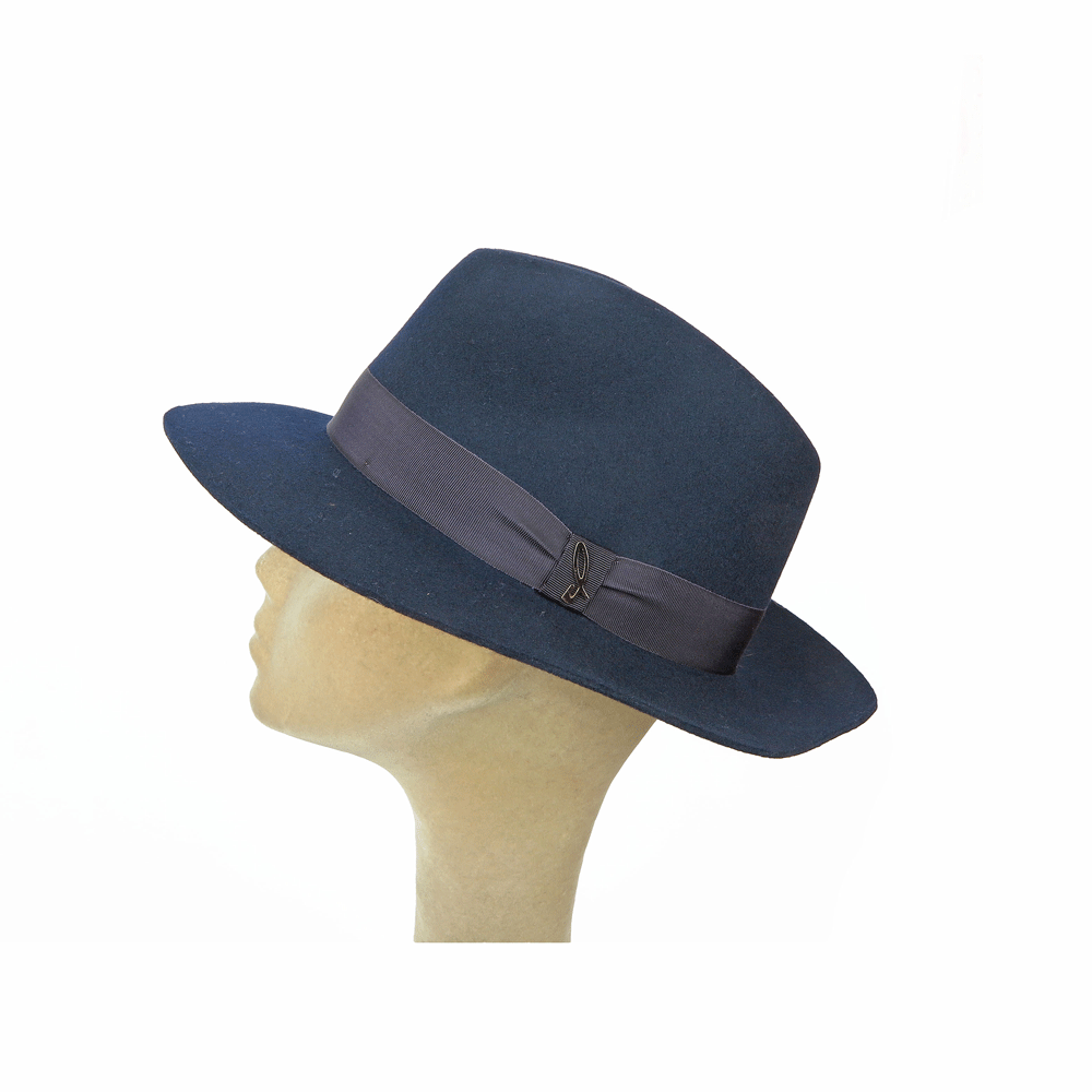 Cappello fedora blu navy in feltro