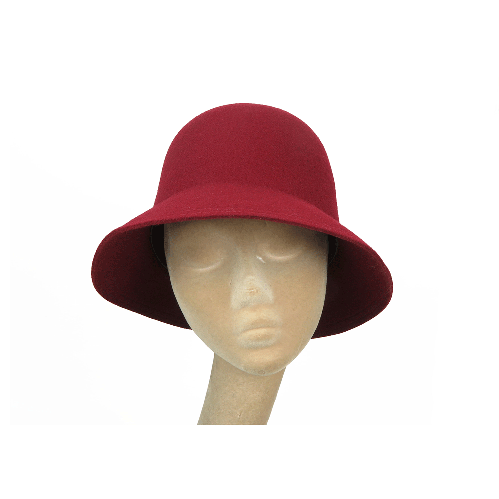 Cloche bordeaux in feltro di lana