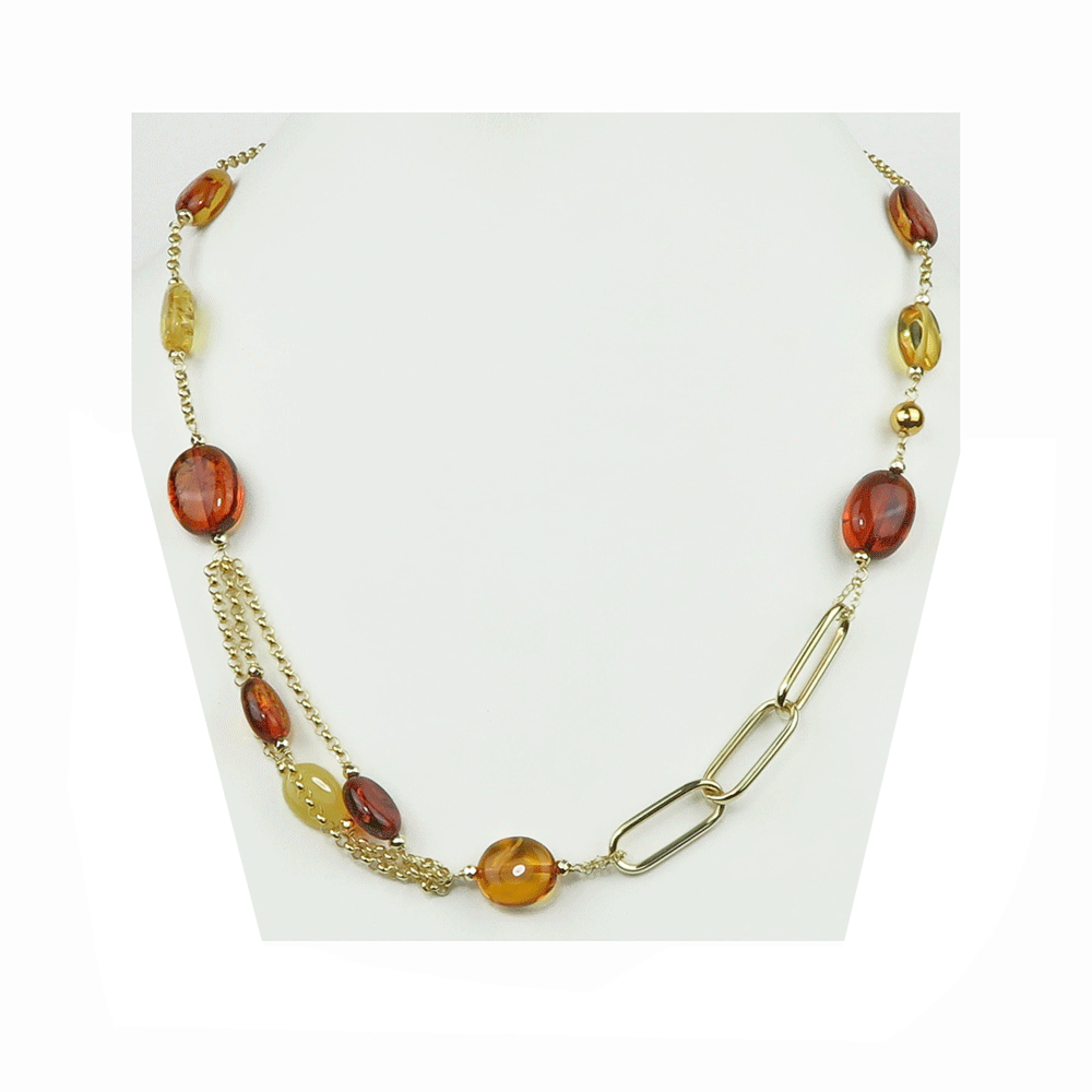 Collana ambra vari colori e argento