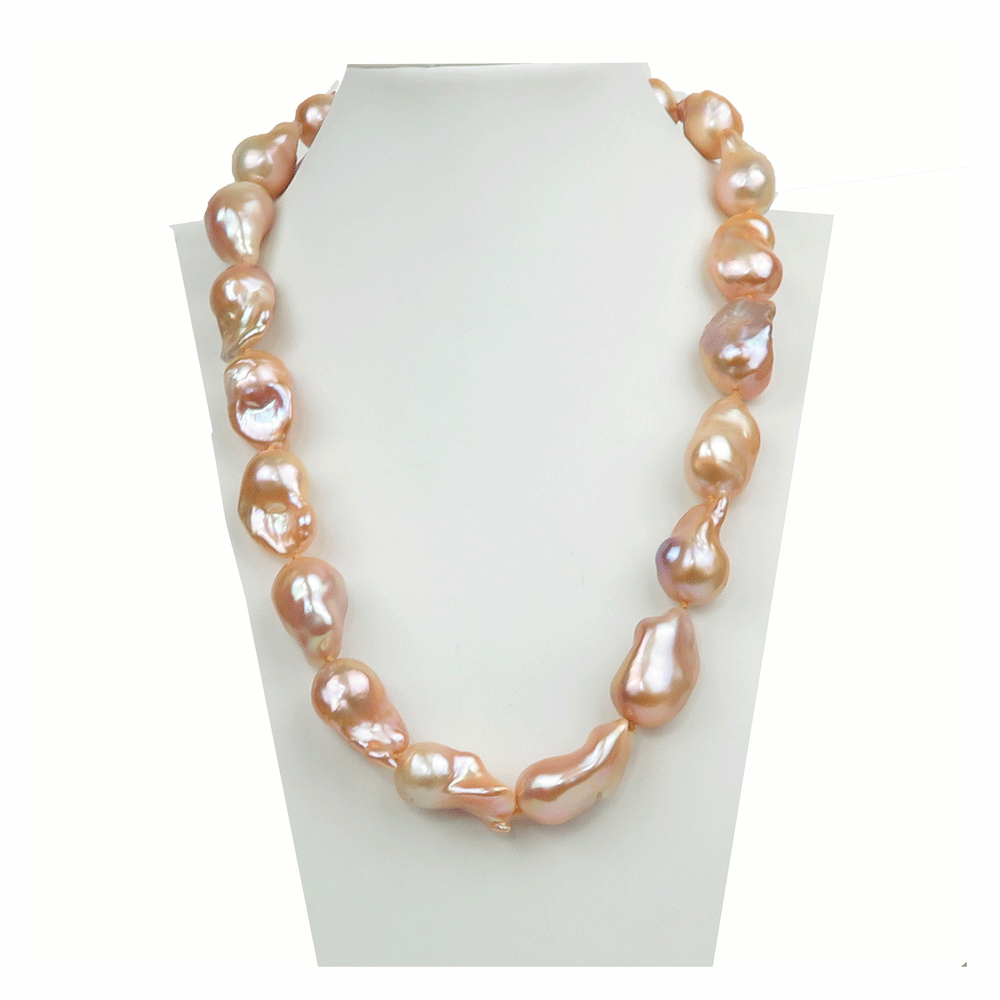 Collana di perle barocche rosate