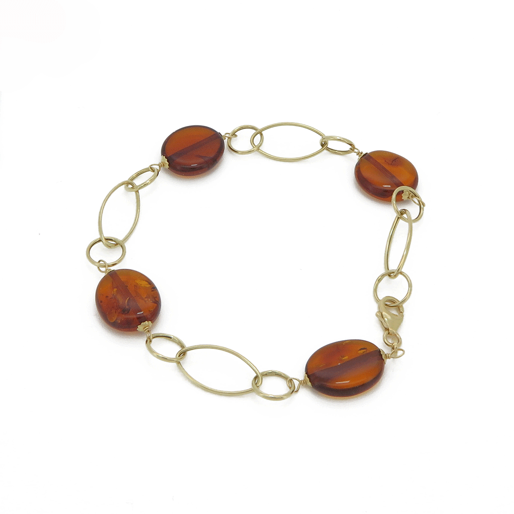 Bracciale in oro 18 carati e ambra