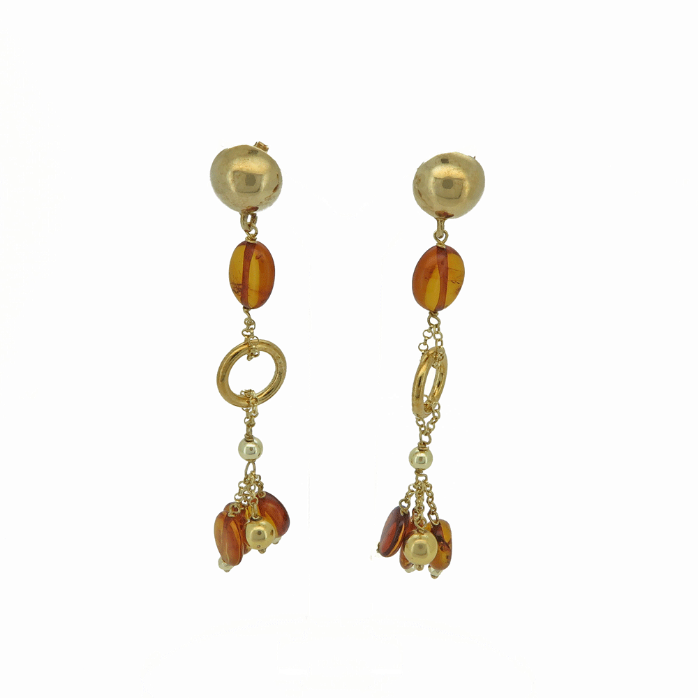 Orecchini pendenti in argento e ambra