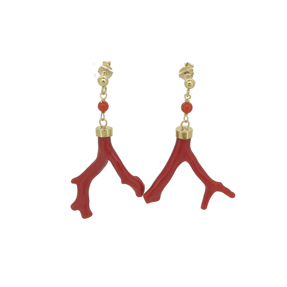 Orecchini in corallo rosso a rametto