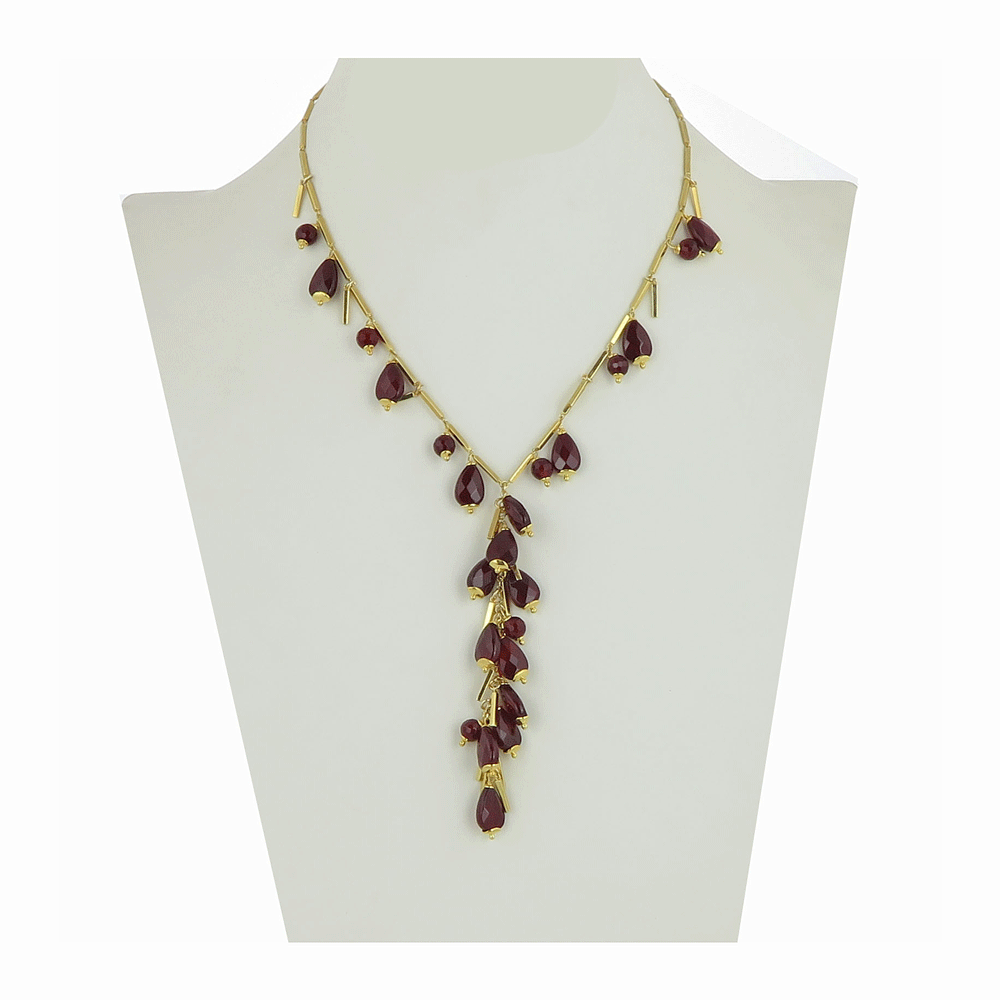 Collana cravatta con agata bordeaux
