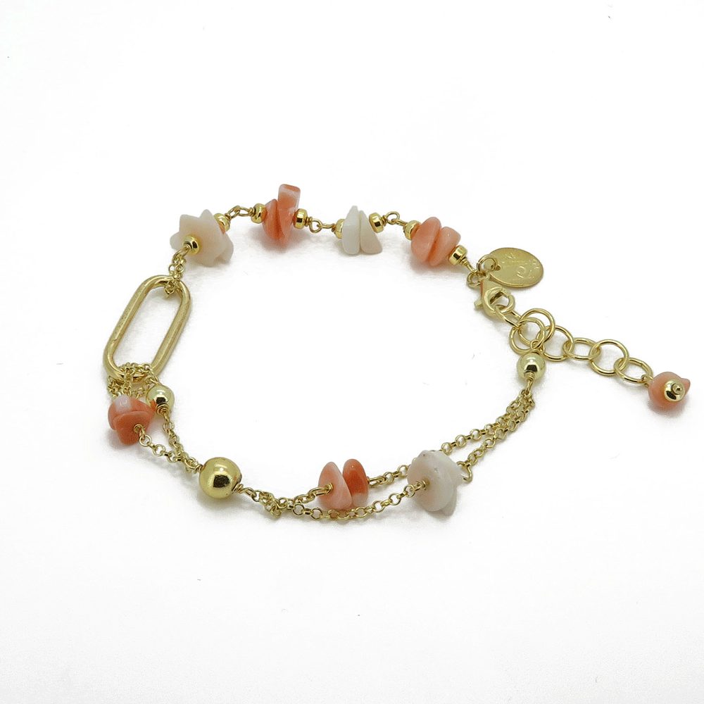 Bracciale in corallo rosa salmone e bianco