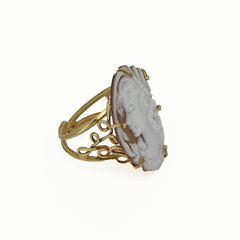 Anello in argento dorato con cammeo
