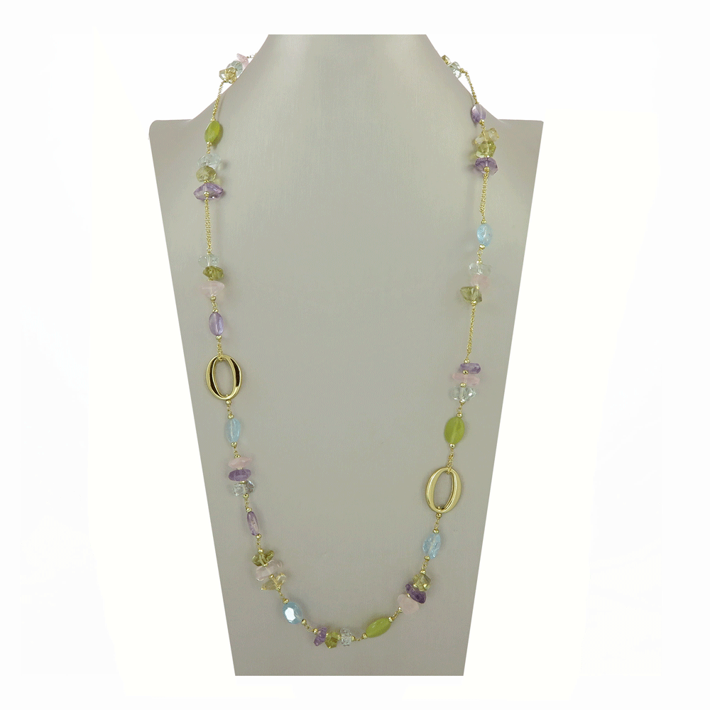 Collana lunga con pietre dure assortite