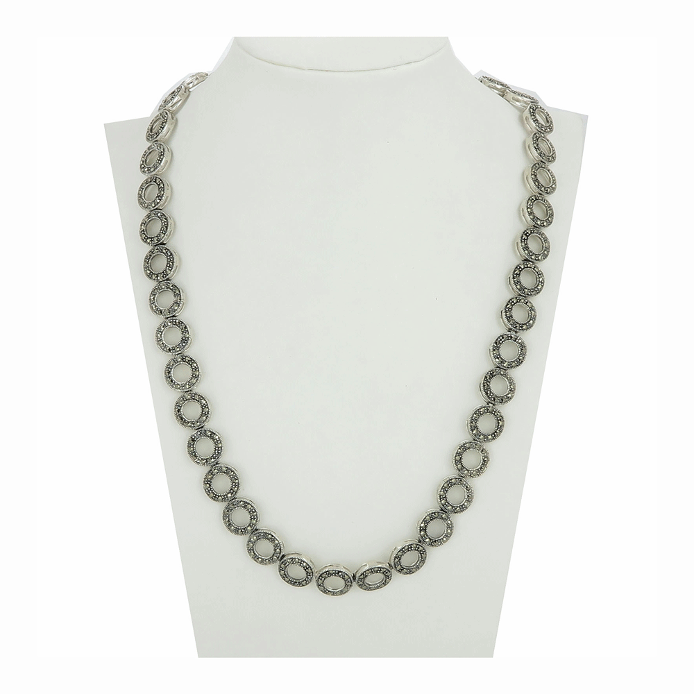 Collana semirigida in argento e marcasite